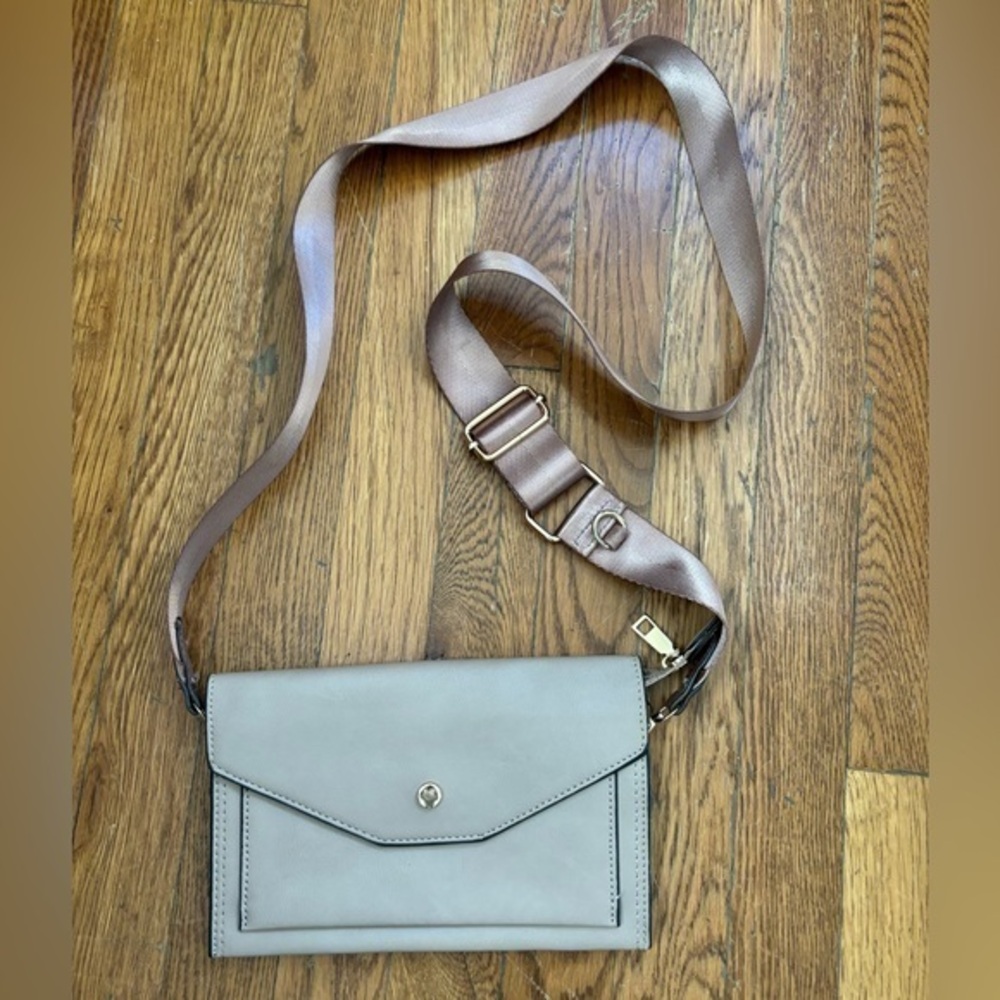 NEW vegan leather taupe, Crossbody bag